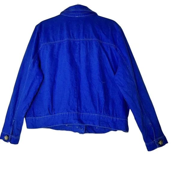 Free People Jacket Women's Large Blue Slouchy Denim Button Classic - Picture 3 of 10